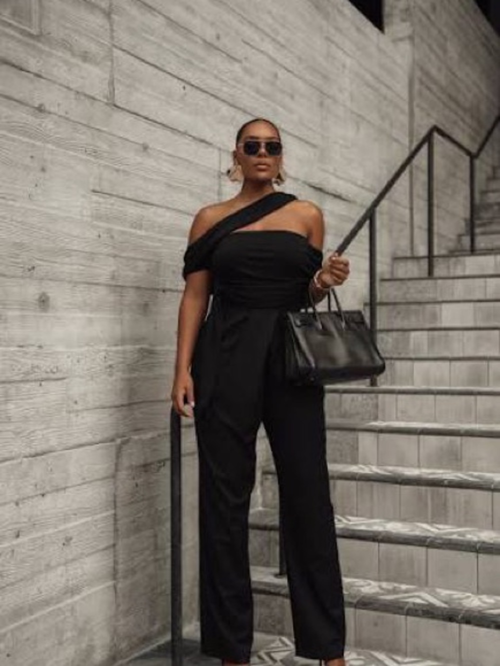 JLUXLABEL Black One-Shoulder Wrap Bodysuit - Picture 4 of 4